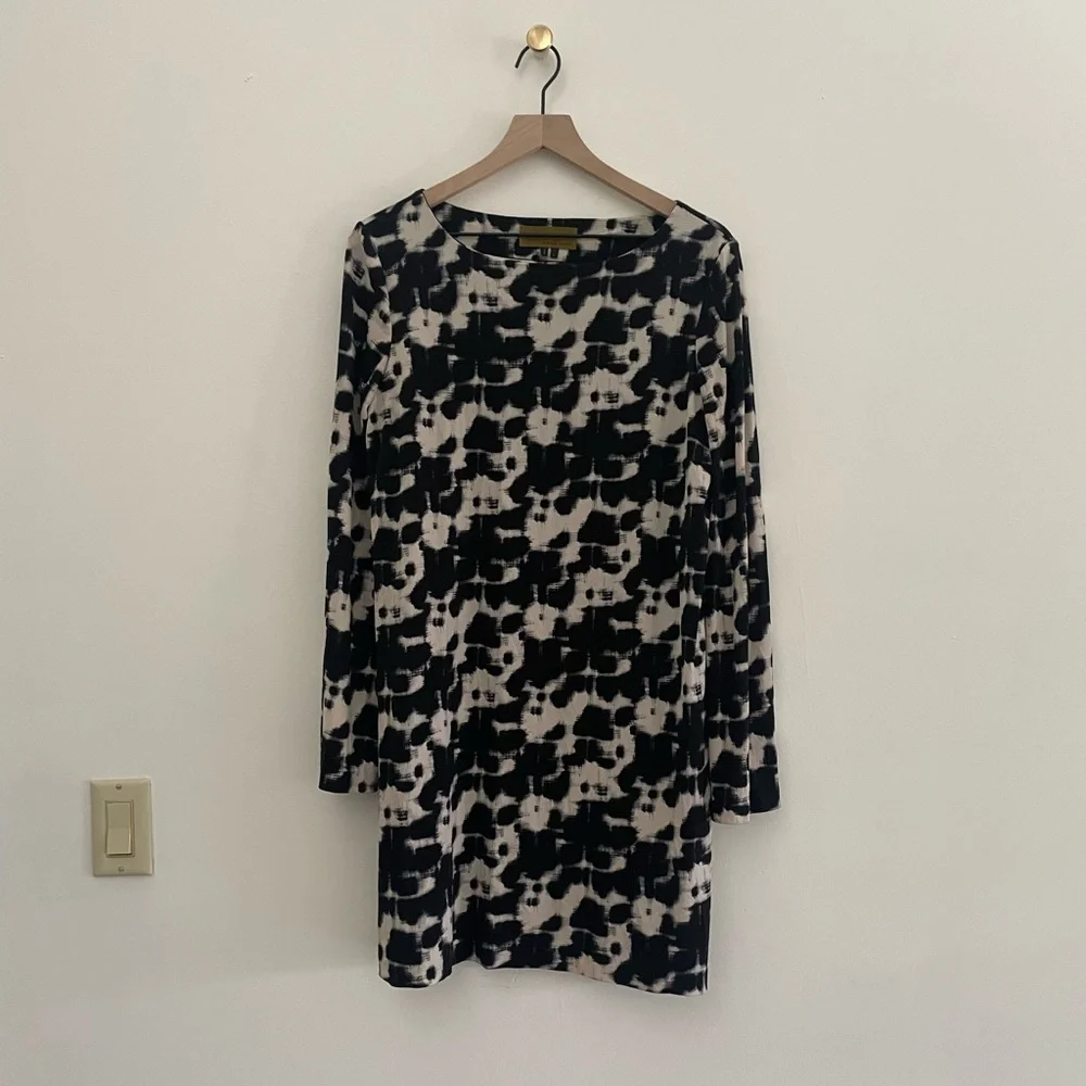 Nicole by Nicole Miller Black White Dress Long Sleeve Women’s L Large - Picture 2 of 4